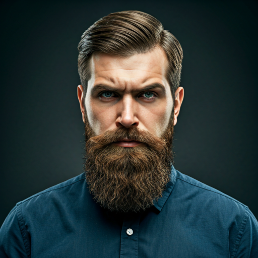 Professional portrait of a man with a groomed, healthy beard
