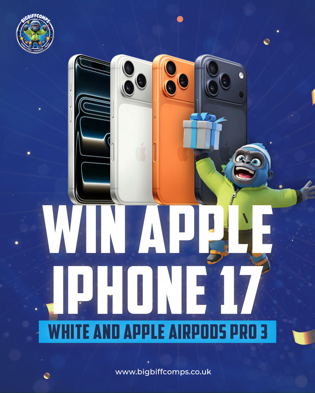 WIN APPLE IPHONE 17 WHITE AND APPLE AIRPODS PRO 3